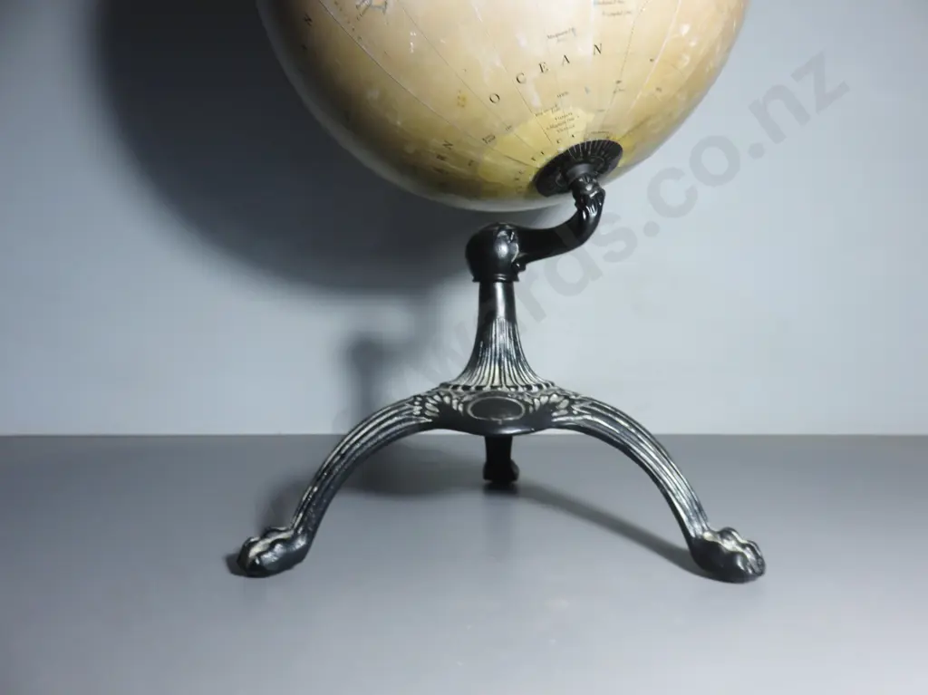 Antique twelve inch terrestrial world globe by New York maker C.S. Harrow and Co Image 1++