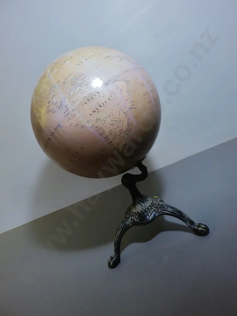 Antique twelve inch terrestrial world globe by New York maker C.S. Harrow and Co Image 1++