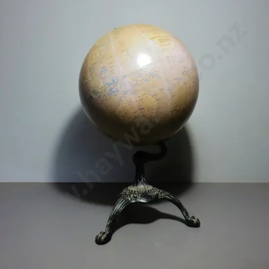 Antique twelve inch terrestrial world globe by New York maker C.S. Harrow and Co
