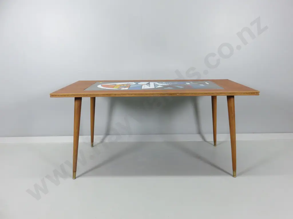 Superb mid-century abstract Fish tile top coffee table Image 1++