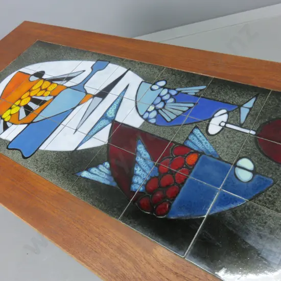 Superb mid-century abstract Fish tile top coffee table
