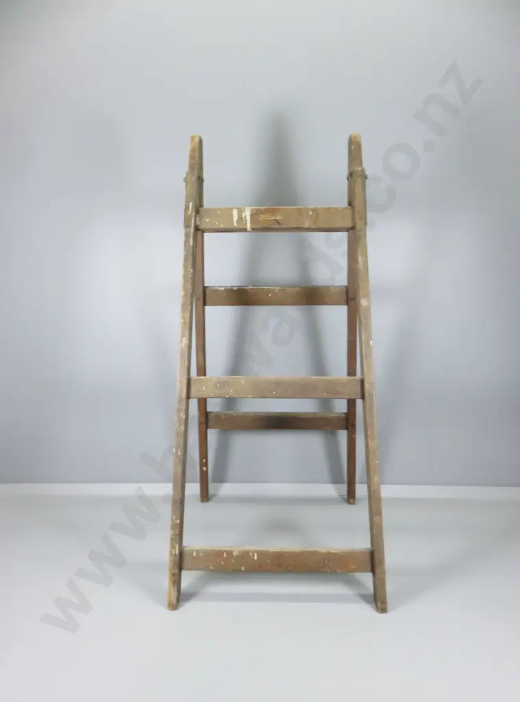 Large vintage folding timber trestle with heavy cast hinges Image 1++