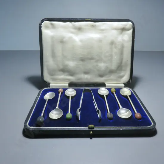 Boxed set of coffee bean spoons with tongs