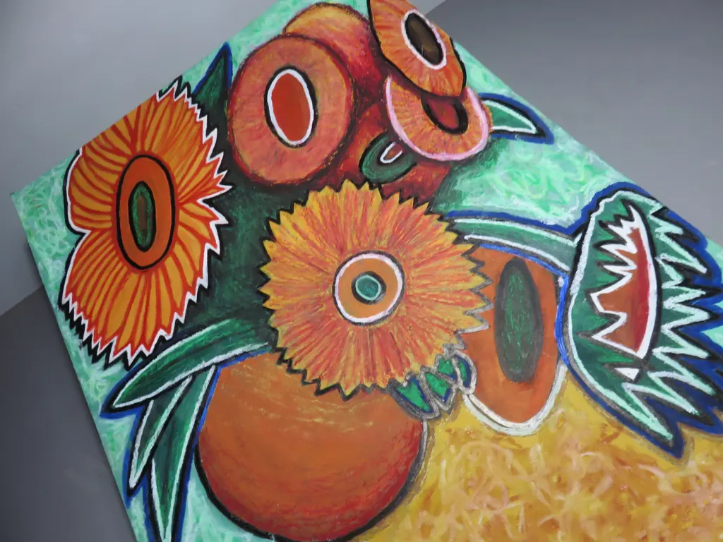 Original brightly coloured still life Flower art work Image 1++