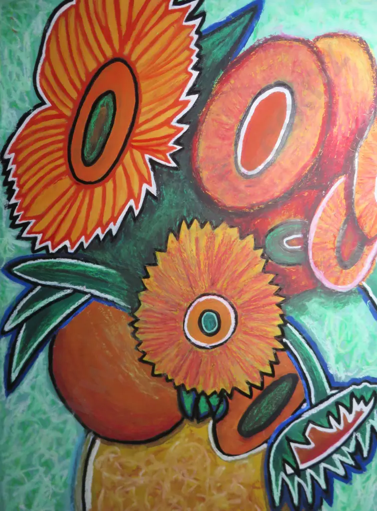 Original brightly coloured still life Flower art work Image 1++