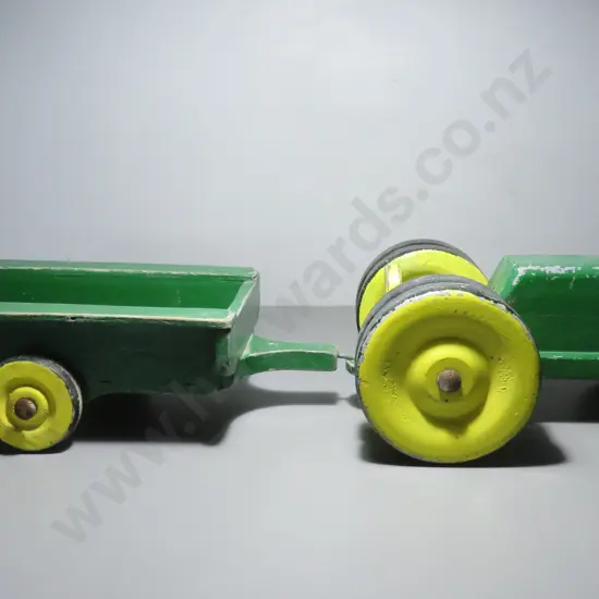 Vintage folk art tractor and trailer