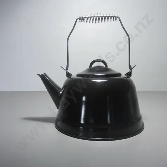 Black enamel stove top kettle