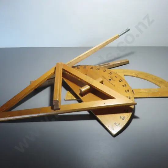 Set of vintage oversized timber teaching tools