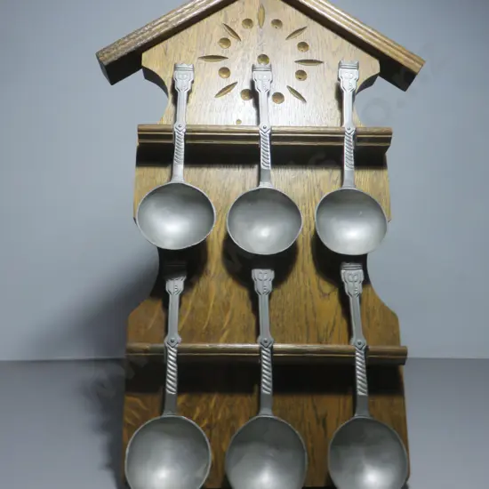 Decorative set of etain pur real pewter spoons of Holland