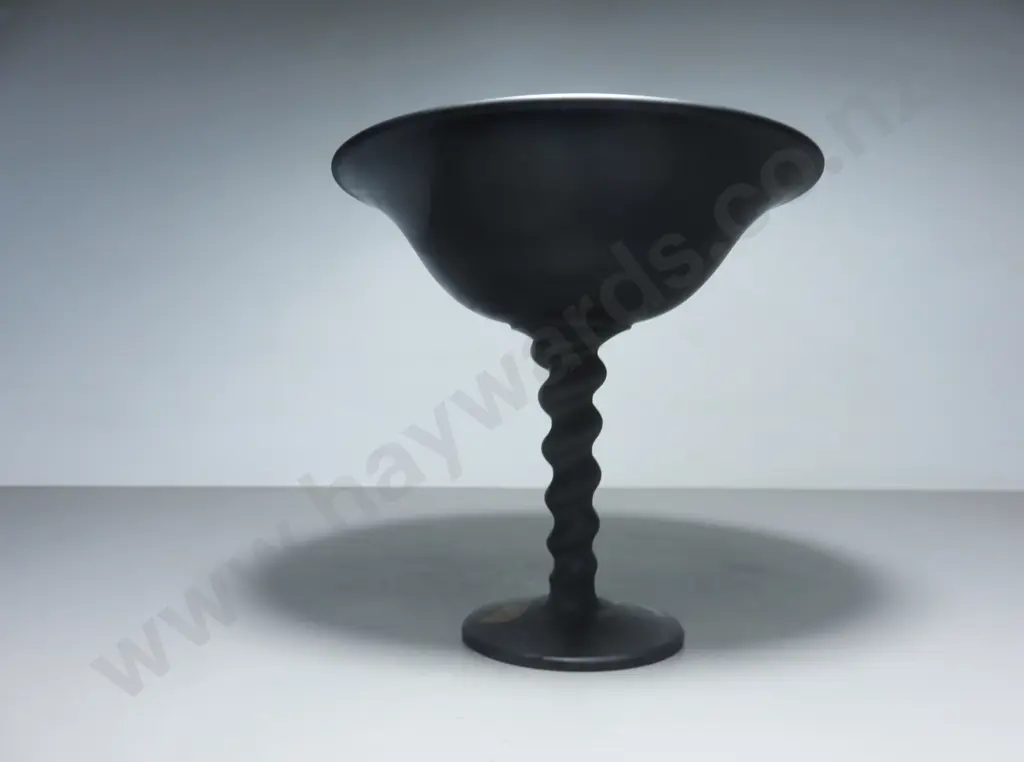 Art deco amethyst satin black glass compote bowl by tiffin of Ohio Image 1++