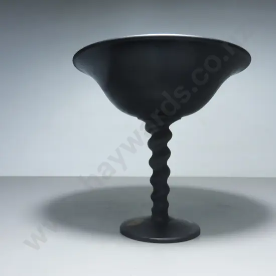 Art deco amethyst satin black glass compote bowl by tiffin of Ohio