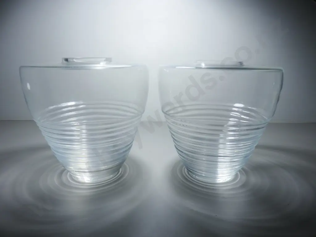 Matched Pair of stepped deco glass vases Image 1++