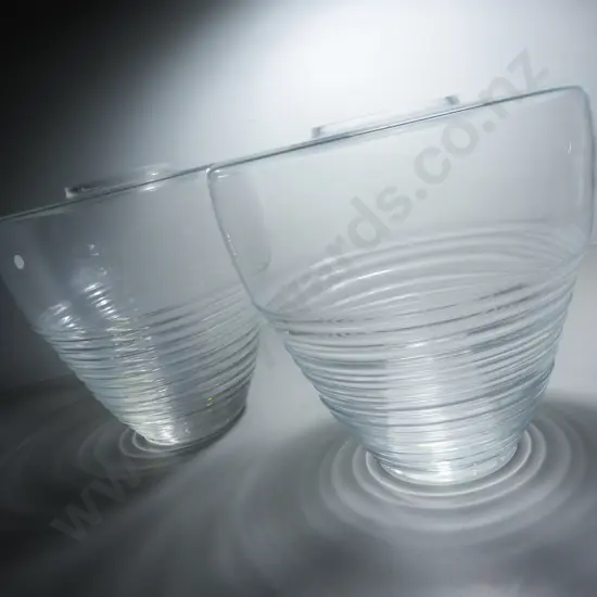 Matched Pair of stepped deco glass vases