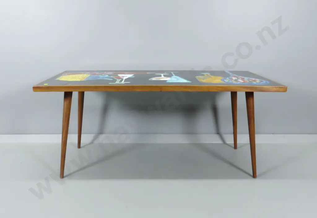 Striking Denisco of Belgium mid-century tile topped table Image 1++