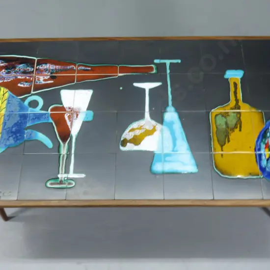 Striking Denisco of Belgium mid-century tile topped table