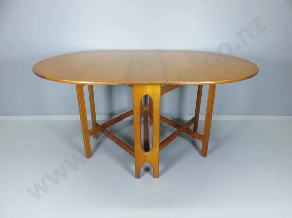 Mid-century gate leg teak dining table Image 1++