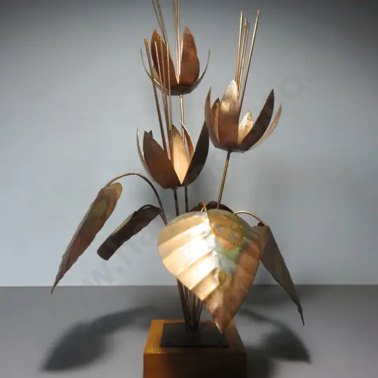 Mid-century Copper / brass floral table decoration