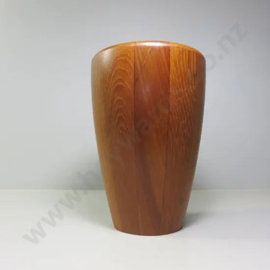 Scandinavian mid-century staved teak ice bucket with fitted matching lid