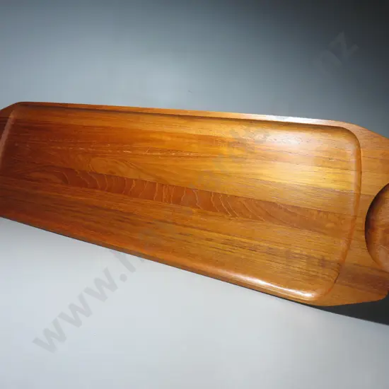 Vintage Scandinavian staved teak elongated serving platter