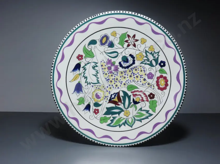 Vintage Poole pottery charger featuring the “Persian deer” pattern Image 1++