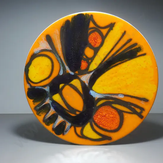 Important period Delphis charger for Poole Pottery