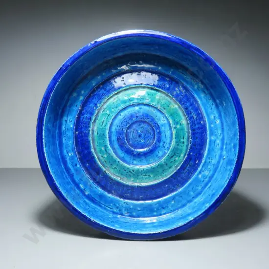 Period striped circular open pottery bowl from the Italian studio of Bitossi


