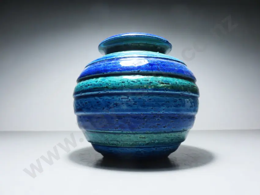 Period striped orb like pottery vase from the Italian studio of Bitossi Image 1++