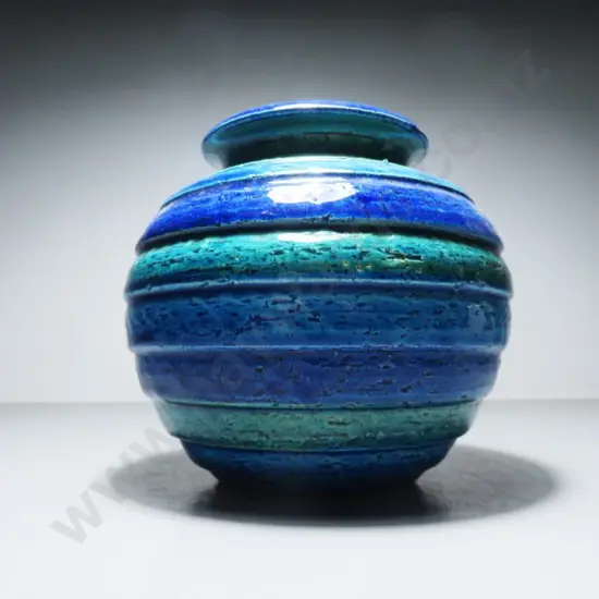 Period striped orb like pottery vase from the Italian studio of Bitossi