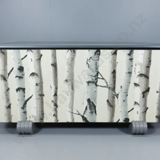 Upcycled Art Deco Ottoman with Silver Birch Decoration