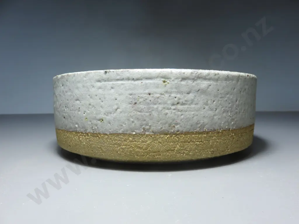 Handsome mid-century thick walled pottery fused glass vessel Image 1++