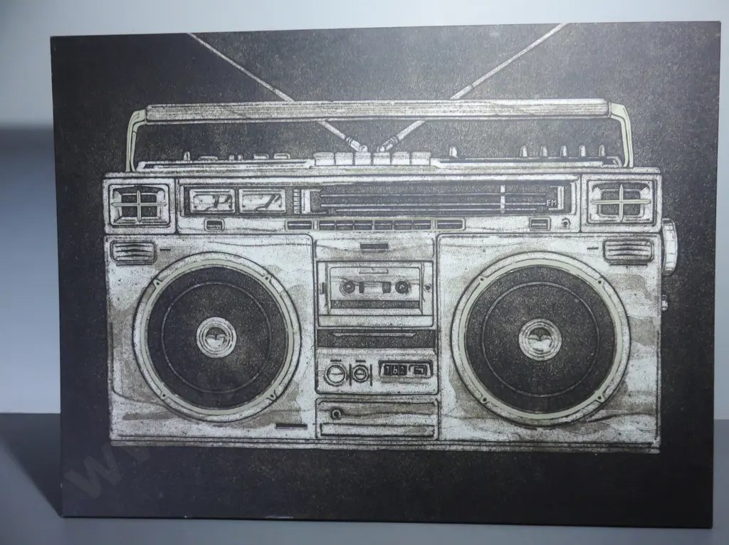 Stretched canvas over timber frame Vintage radio picture Image 1++