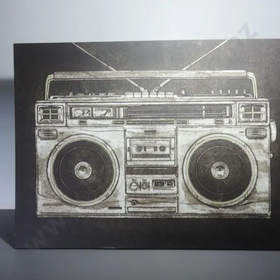 Stretched canvas over timber frame Vintage radio picture