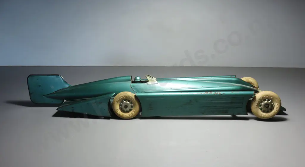 Large early tin plate wind up vintage race car Image 1++