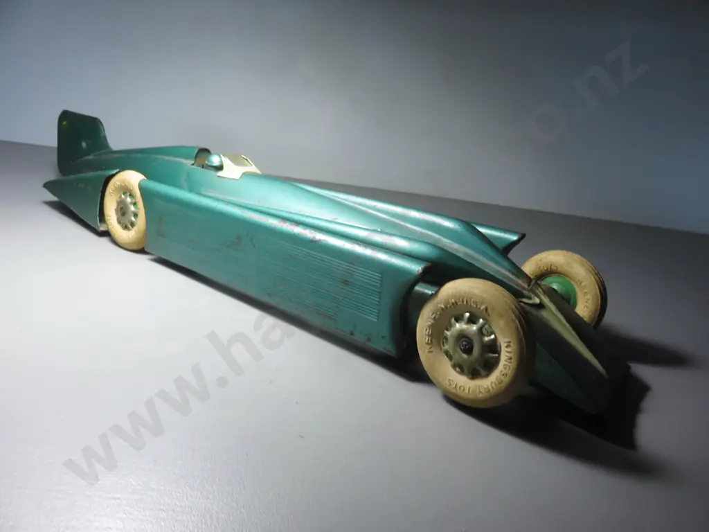 Large early tin plate wind up vintage race car Image 1++