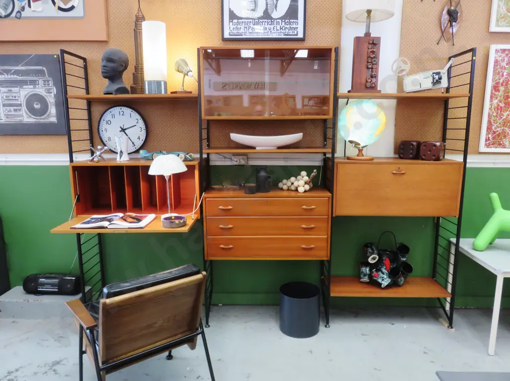 Vintage Robert Heal for Staples teak modular 'Ladderax' shelving system Image 1++