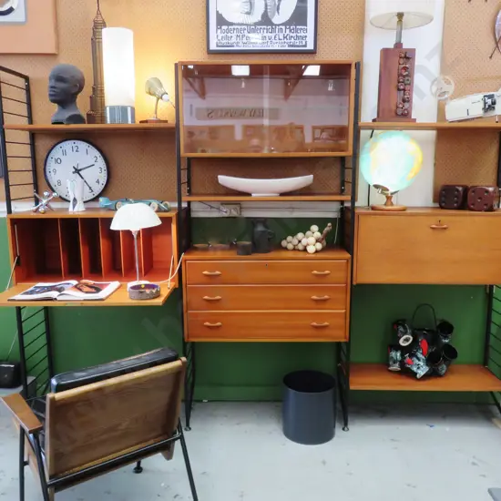 Vintage Robert Heal for Staples teak modular 'Ladderax' shelving system