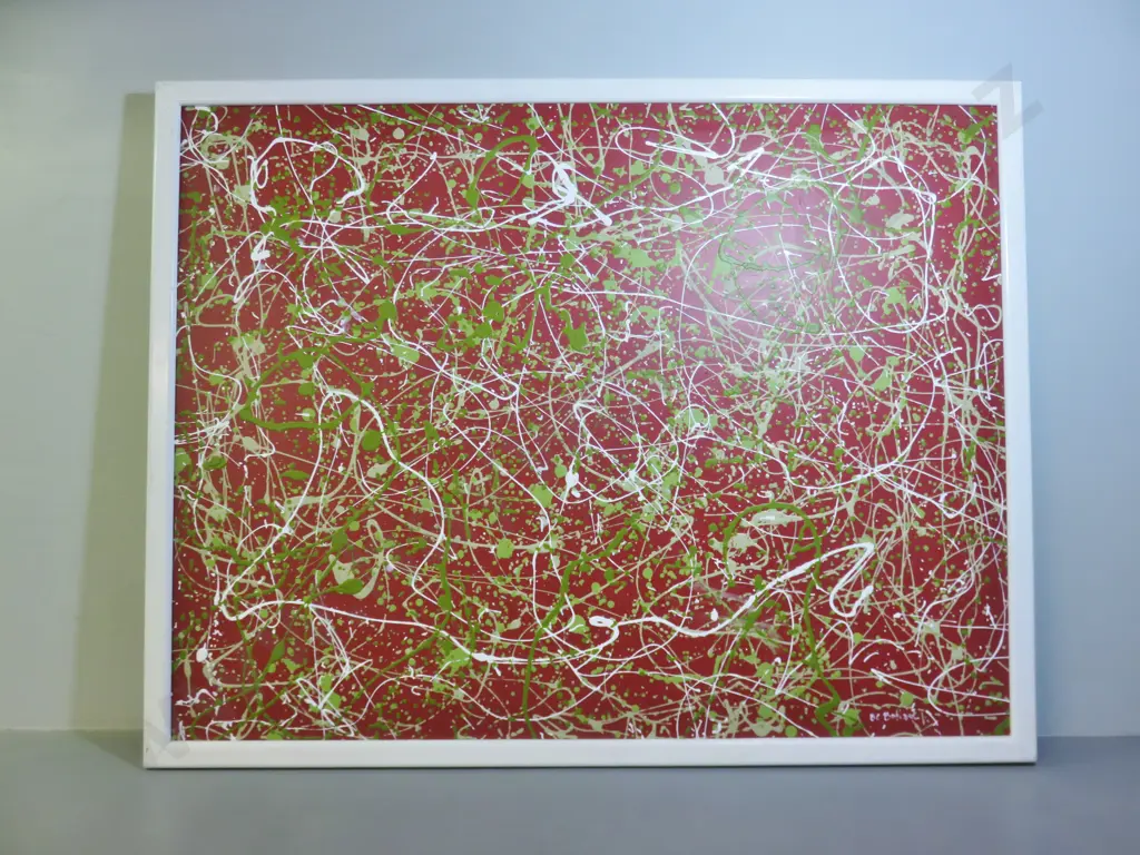 Vintage original Jackson Pollack inspired abstract oil on board art work Image 1++