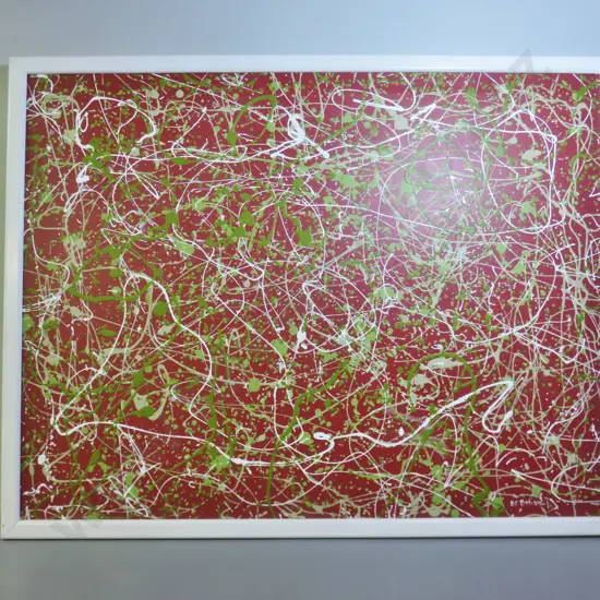 Vintage original Jackson Pollack inspired abstract oil on board art work