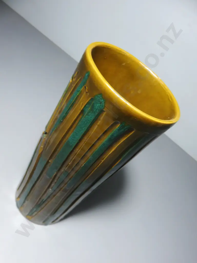 Mid-century Sgraffito carved Rooster vase Image 1++