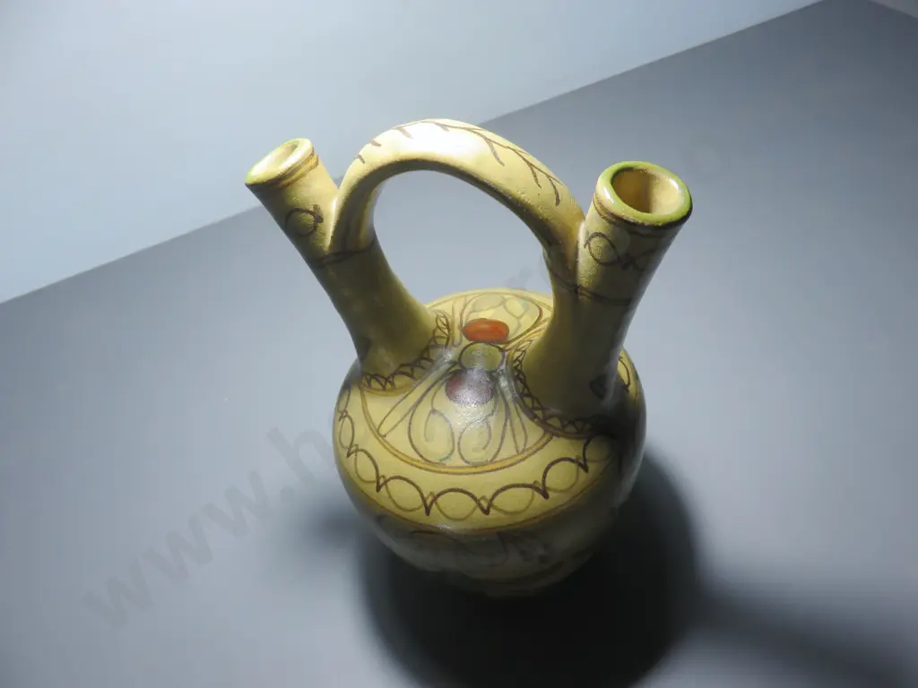 Vintage double spout Mediterranean pottery vessel Image 1++