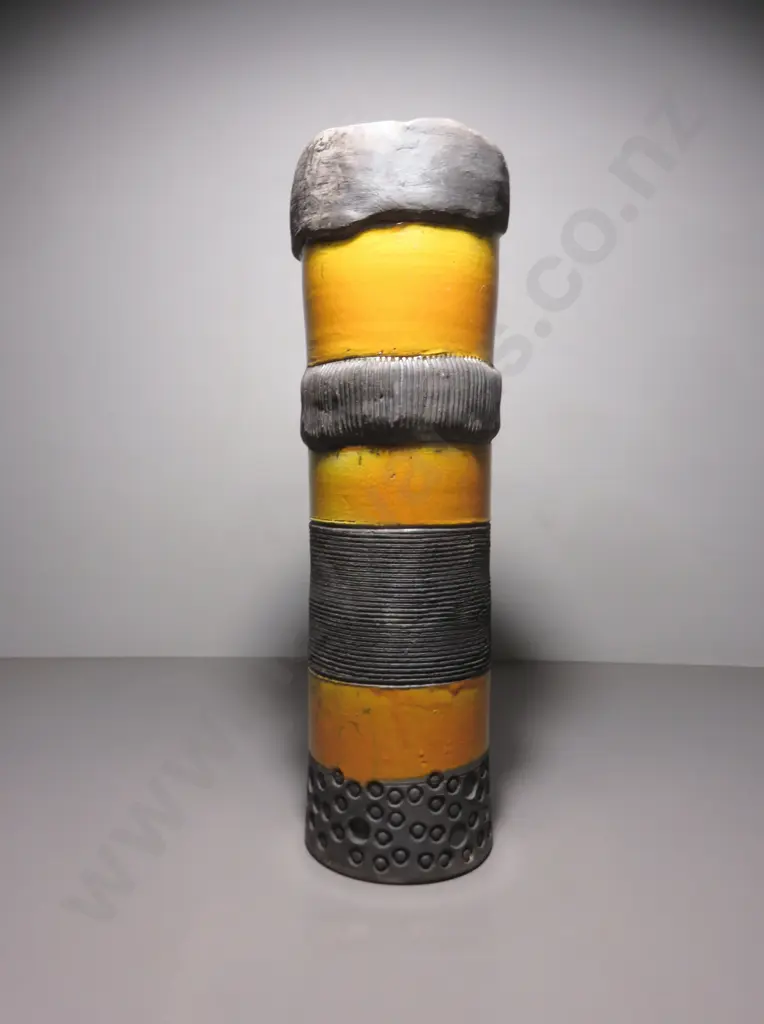 Oversized vintage studio potted cylindrical vase Image 1++