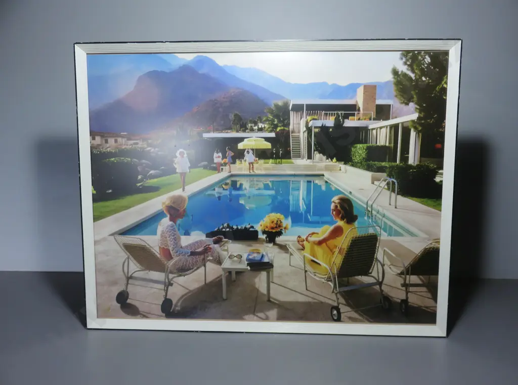 Framed Slim Aarons print titled “Poolside Gossip” Image 1++