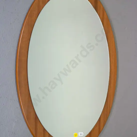 Mid-century modern Teak oval mirror