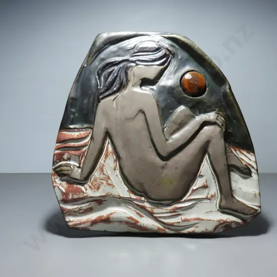 Mid-century Scandinavian / German figural pottery plaque