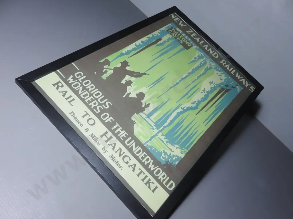 Reproduction travel print featuring New Zealand Railways and the Waitomo Caves Image 1++