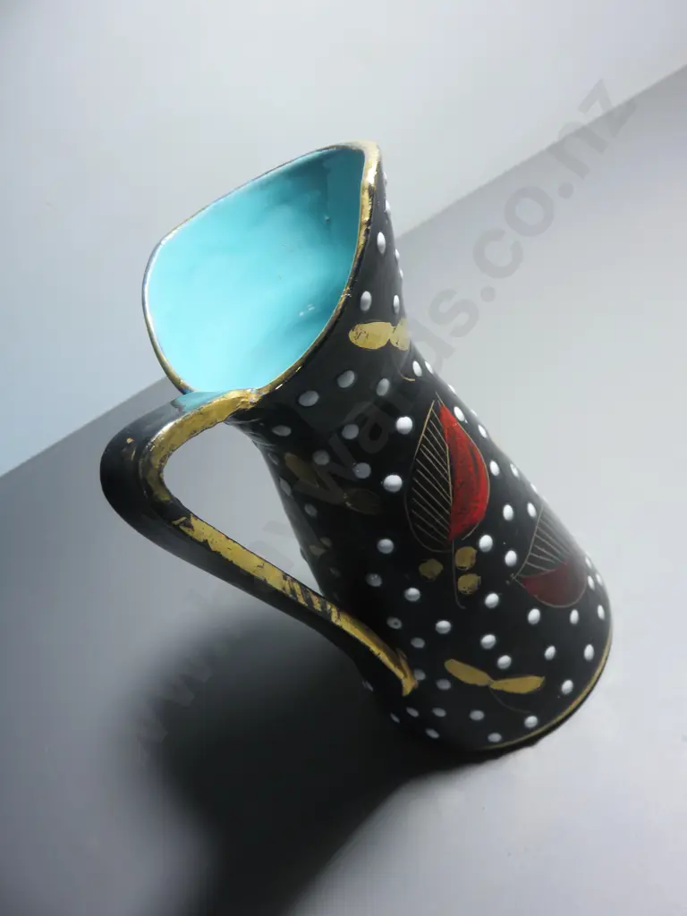Mid-century Italian Polka dot pitcher Image 1++
