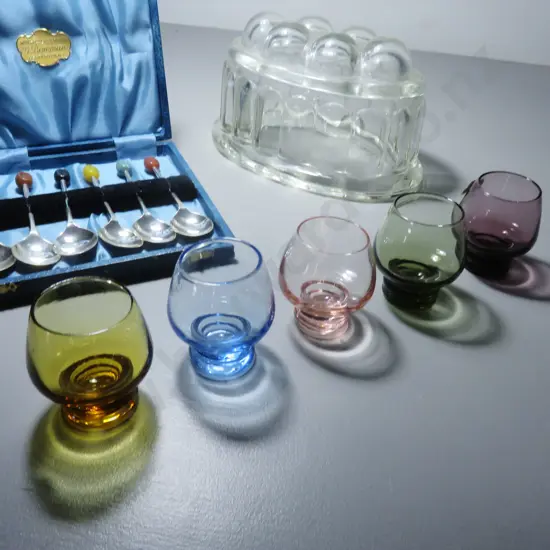 Coffee Bean spoons, Bohemian shots glasses and a Jelly mould