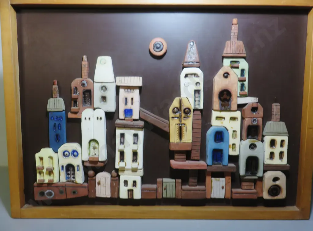 Important Pottery Streetscape by New Zealand artist Harold Tyrie of Dunedin Image 1++