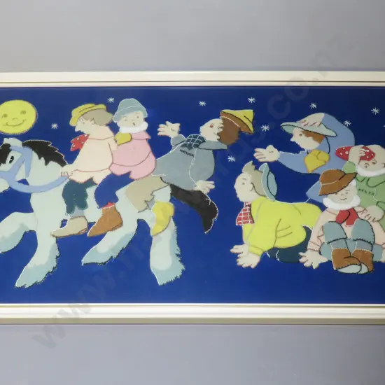 Large vintage felt stitched nursery picture
