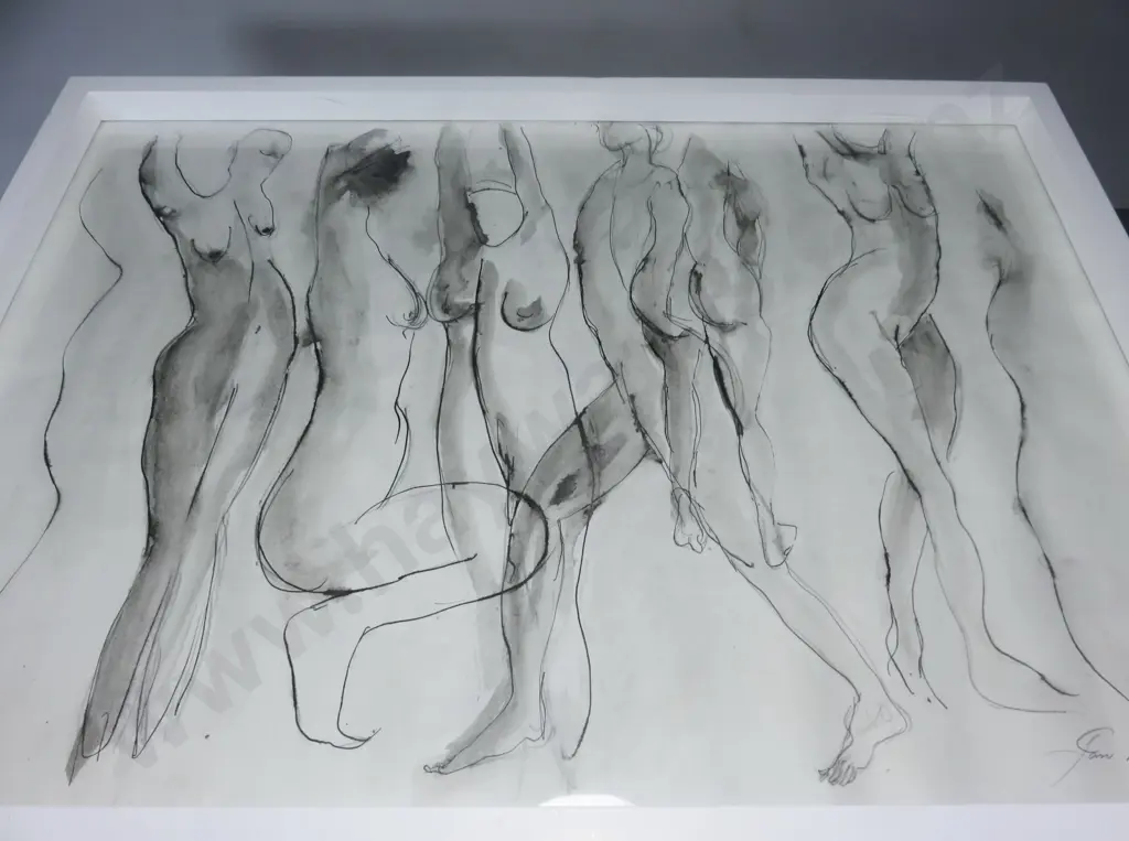 Framed Watercolour and Ink art work by New Zealand artist Jan Dunlop Image 1++